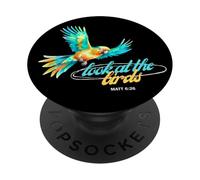 Look At The Birds Parrot Subtle Minimalistic Christian Tee PopSockets Adhesive PopGrip