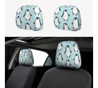 Look At The Penguins In The Sky Head Rest Cover Car Accessories, 2 Pcs Car Seat Headrest Cover, Washable Headrest Protector Universal Fit To All Car Suvs Truck Van Vehicles Auto