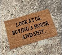 Look At Us Buying A House Welcome Mat Shoes Scraper Front Doormats Decorative Bath Mats For Pets Patios Indoor 40 X 60Cm