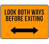 Look Both Ways Before Exiting Sign Metal Signs 12X8 Inch Rust Free Aluminum,Uv Ink Printing,Durable/Weatherproof Outdoor For Home