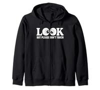 Look But Please Don’t Touch Minimalist Eyeball Graphic Zip Hoodie