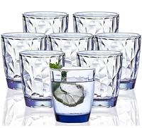 [Look Like Glass] 300ml 8-Piece Premium Unbreakable Drinking Glasses Plastic Tumblers Dishwasher Safe BPA Free Small Acrylic Juice Glasses for Kids Plastic Water Glasses (Blue)