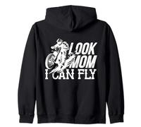 Look Mom I Can Fly Funny Mother's Day Mom Daughter Son Gift Zip Hoodie