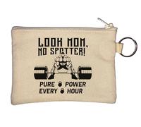 Look Mom No Spotter Pure Power Every Hour Sumo Deadlift Graphic Key Chain Coin Purse Beige