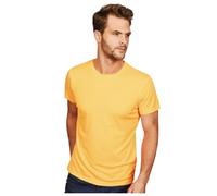 look now 3 Pack Mens Plain Polyester T Shirt Crew Neck T-Shirts Tee Top Muscle TOP Shirts (UK, Alpha, L, Regular, Regular, Casual Tech - Yellow)