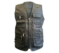 look now Ex Store Mens PREMIUM Summer Waistcoat Lightweight Gilet Fishing Hunting Safari Multi Pockets storage (2XL, JBC - Black)