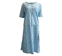 look now EX STORE Nightdress Nightie Womens Cotton Blend Ladies Short Sleeve Pyjamas (9981 - Blue, XL)