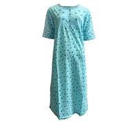 look now EX STORE Nightdress Nightie Womens Cotton Blend Ladies Short Sleeve Pyjamas (9981 - Turqouise, 2XL)