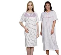 look now Ladies Womens COTTON Half sleeve Night Dress Shirt Nighties Nightshirt Pyjamas (2010 - Pink, 2XL)