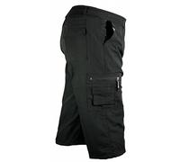 look now Mens 3/4 Summer Shorts Elasticated Waist Cargo Combat Three Quarter Holiday Pants (MM - Black, 2XL)