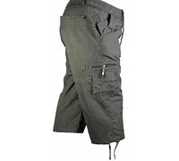 look now Mens 3/4 Summer Shorts Elasticated Waist Cargo Combat Three Quarter Holiday Pants (MM - Grey, Large)