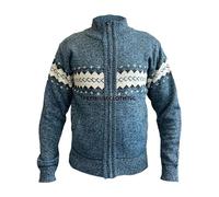 look now Mens Thick Fleece Lined Mens Cardigan Funnel Collar Zip Up Knitted Jumper Jacket (2XL, 1822 - Denim)