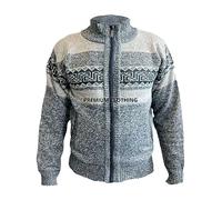 look now Mens Thick Fleece Lined Mens Cardigan Funnel Collar Zip Up Knitted Jumper Jacket (3XL, 1829 - Grey)