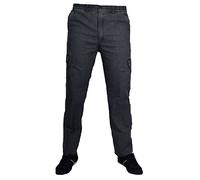 look now New Mens Elasticated Jeans Trousers Cargo Combat Multi Pocket Long Pants (as8, Alpha, x_l, Regular, Regular, Denim - Black Wash)