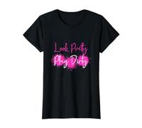 Look Pretty Play Dirty Mud Run Team Muddy Race Team Matching Value Graphic T-Shirt, Women, Black, L