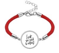 Look See and Be Silent Quote Lucky Red String Bracelet Rope Bracelet Handmade