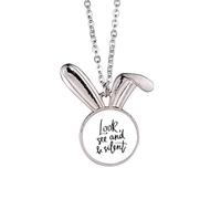 Look See and Be Silent Quote Rabbit Necklace Pendant Bunny Animal Jewelry Gift