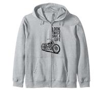 Look Twice Save A Life Funny Motorcycle Biker Rider Zip Hoodie