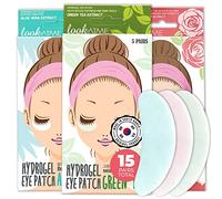 LOOKATME Eye Mask & Puffiness (15 Pairs) Korean Green Tea for Skin Care, Aloe Vera & Rose Hydrogel Eye Patch / Under Eye Pads - Dark Circles Remover &
