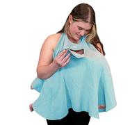 LOOKEE LOOKY Nursing Covers -100% Muslin Organic Cotton - Breathable - Beautiful - Complete Privacy - Made by a Mother - USA Company - "River" (Turquoise)