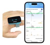 LOOKEE O2-Tracker Ring Continuous Pulse Oximeter - Wearable Oxygen Monitor with Vibration Reminder for Low O2 - Rechargeable Blood Oxygen Saturation SpO2 Meter - Free APP with Reports