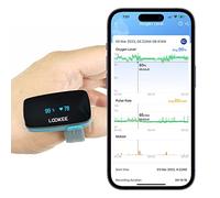 LOOKEE Ring Continuous Pulse Oximeter - Wearable Oxygen Monitor with Vibration Reminder for Low O2 - Rechargeable Blood Oxygen Saturation Tracker for SpO2 & PR - Free APP with Reports