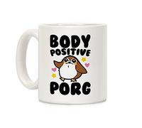 LookHUMAN Body Positive Porg Parody White 11 Ounce Ceramic Coffee Mug