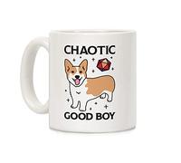 LookHUMAN Chaotic Good Boy Corgi White 11 Ounce Ceramic Coffee Mug