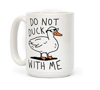 LookHUMAN Duck Coffee Mug - Funny Coffee Mugs Adult Humor, Double-Sided Print Ceramic Coffee Cups as Pun Coffee Mug & Duck Mug, Novelty Coffee Mugs for Women & Men, Unique Coffee Cup, 15oz