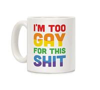 LookHUMAN Rainbow Gay Coffee Mug - Funny Coffee Mugs Adult Humor, Double-Sided Print Ceramic Coffee Cups as Rainbow Mug, Pride Gifts & LGBTQ Stuff, Novelty Coffee Mugs for Women & Men, 11oz