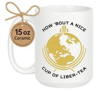 LookHUMAN Video Game Coffee Mug Libertea - Unique Coffee Mugs for Coffee Lovers, Double-Sided Print Ceramic Coffee Cups for Space Gamers, Dishwasher Safe Novelty Mugs for Women & Men, 15oz