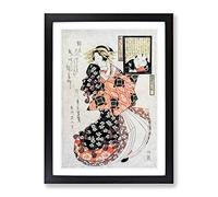 Looking At A Courtesan By Kikukawa Eizan Asian Japanese Framed Print | A4 Black Framed Wall Art | Ready to Hang | Asian Nature Picture | Living Room Bedroom Lounge Office