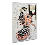 Looking At A Courtesan By Kikukawa Eizan Canvas Print | Gallery Wrapped 30mm Frame Wall Art | 24x16 inches | Ready to Hang | Asian Picture | Living Room Bedroom Lounge Office
