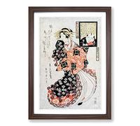 Looking at a Courtesan by Kikukawa Eizan Framed Print | A2 Walnut Framed Wall Art | Ready to Hang | Modern Nature Picture | Living Room Bedroom Lounge Office