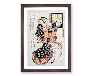 Looking at a Courtesan by Kikukawa Eizan Framed Print | A2 Walnut Framed Wall Art | Ready to Hang | Modern Nature Picture | Living Room Bedroom Lounge Office