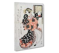 Looking at a Courtesan by Kikukawa Eizan Painting Canvas Print | Gallery Wrapped 30mm Frame Wall Art | 30x20 inches | Ready to Hang | Contemporary Still Life Picture | Living Room Lounge Office
