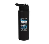 Looking at My Husband i Think Damn he is a Lucky man Stainless Steel Insulated Water Bottle