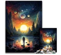 Looking at The World Alone 1000 Piece Jigsaw Puzzles for Adults Wooden Jigsaw Puzzles for Adults Interactive Family Game, Ideal, Family Activity Game 1000 PCS(75x50cm)