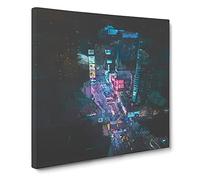 Looking at Times Square in New York Canvas Print | Gallery Wrapped 30mm Frame Wall Art | 20x20 inches | Ready to Hang | Abstract Picture | Living Room Bedroom Lounge Office