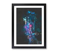 Looking At Times Square In New York In Abstract Modern Framed Print | A3 Black Framed Wall Art | Ready to Hang | Abstract Fantasy Picture | Living Room Bedroom Lounge Office