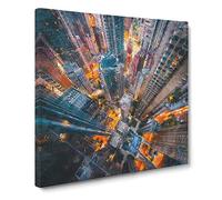 Looking Down on Hong Kong Canvas Print | Gallery Wrapped 30mm Frame Wall Art | 20x20 inches | Ready to Hang | Abstract Picture | Living Room Bedroom Lounge Office