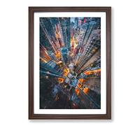 Looking Down on Hong Kong Framed Wall Art Print A2 Walnut