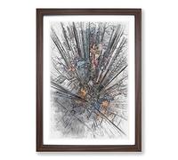Looking Down on Hong Kong in Abstract Framed Print | A2 Walnut Framed Wall Art | Ready to Hang | Abstract Fantasy Picture | Living Room Bedroom Lounge Office