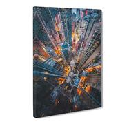 Looking Down On Hong Kong Painting Modern Canvas Wall Art Print Ready to Hang, Framed Picture for Living Room Bedroom Home Office Décor, 24x16 Inch (60x40 cm)