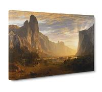 Looking Down On Yosemite Valley By Albert Bierstadt Canvas Print | Gallery Wrapped 30mm Frame Wall Art | 20x14 inches | Ready to Hang | Classic Landscape Picture | Living Room Bedroom Lounge Office