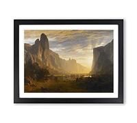 Looking Down On Yosemite Valley By Albert Bierstadt Classic Painting Framed Print | A4 Black Framed Wall Art | Ready to Hang | Classic Landscape Picture | Living Room Bedroom Lounge Office