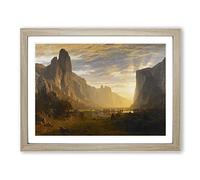 Looking Down On Yosemite Valley By Albert Bierstadt Classic Painting Framed Wall Art Print, Ready to Hang Picture for Living Room Bedroom Home Office Décor, Oak A2 (64 x 46 cm)
