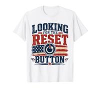 Looking for the Reset Button American Flag Value Graphic T-Shirt, Men, White, XL
