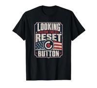 Looking for the Reset Button Bold American Flag Value Graphic T-Shirt, Men, Black, L