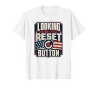Looking for the Reset Button Bold American Flag Value Graphic T-Shirt, Men, White, M